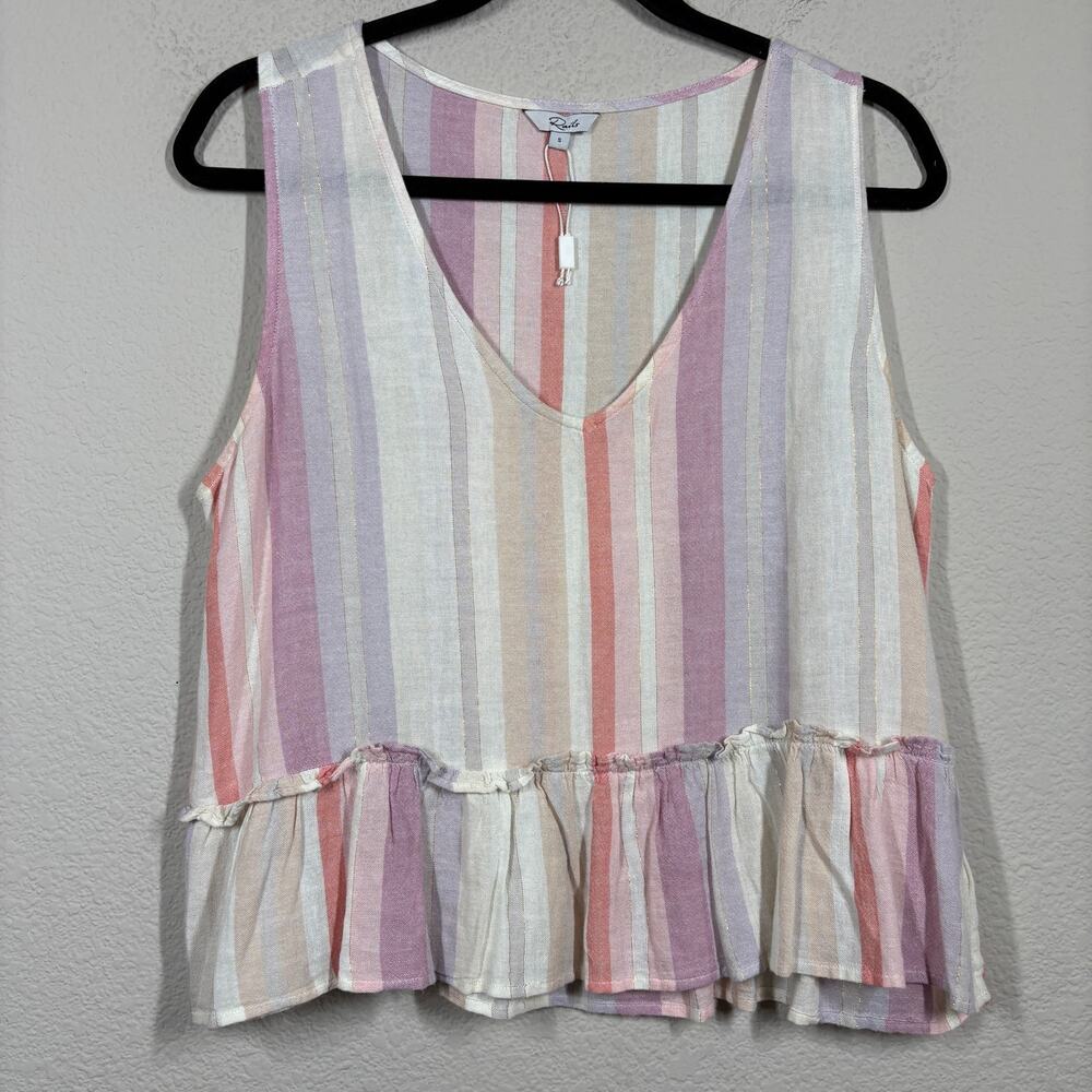 Rails Size Small Mira Juliette Stripe Tank Top Pink Striped Rayon Linen Blend - Picture 2 of 8